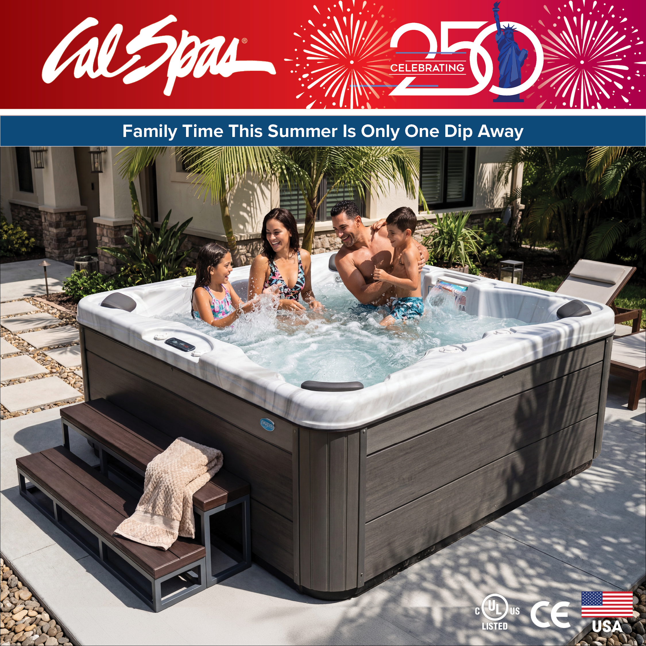 Calspas hot tub being used in a family setting - Scranton